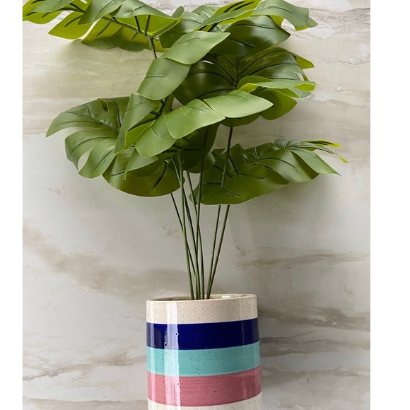 Faux Monstera Deliciosa Plant in Colorful Pot - Picture 15 of 15